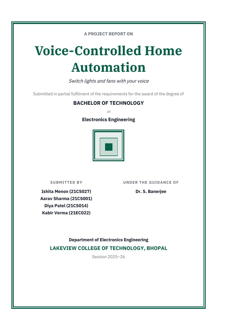 Voice-Controlled Home Automation (Classic · IBM Plex Serif) — page 1