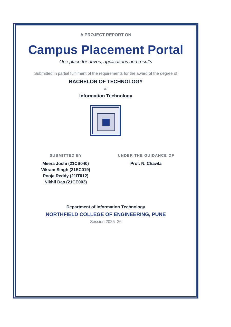 Campus Placement Portal — Extended Project Report — page 1