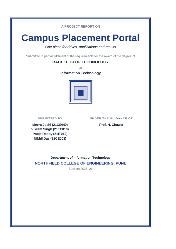 Campus Placement Portal — Extended Project Report — preview