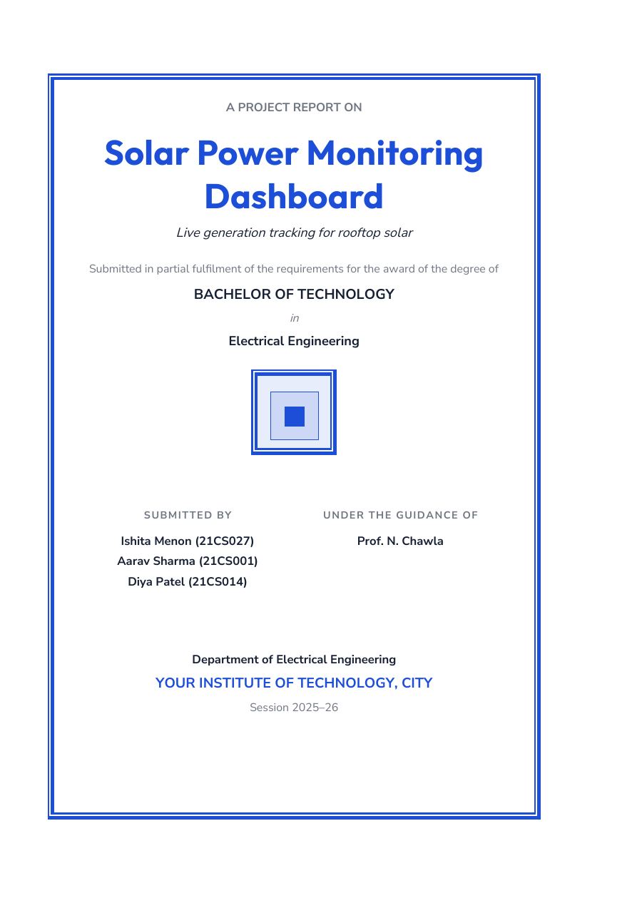 Solar Power Monitoring Dashboard (Classic · Outfit) — page 1