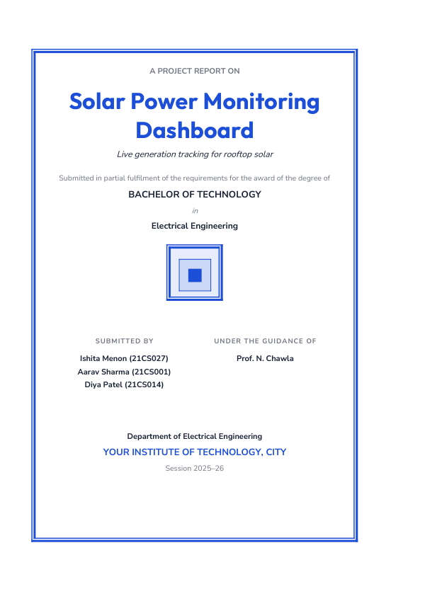 Solar Power Monitoring Dashboard (Classic · Outfit) — preview