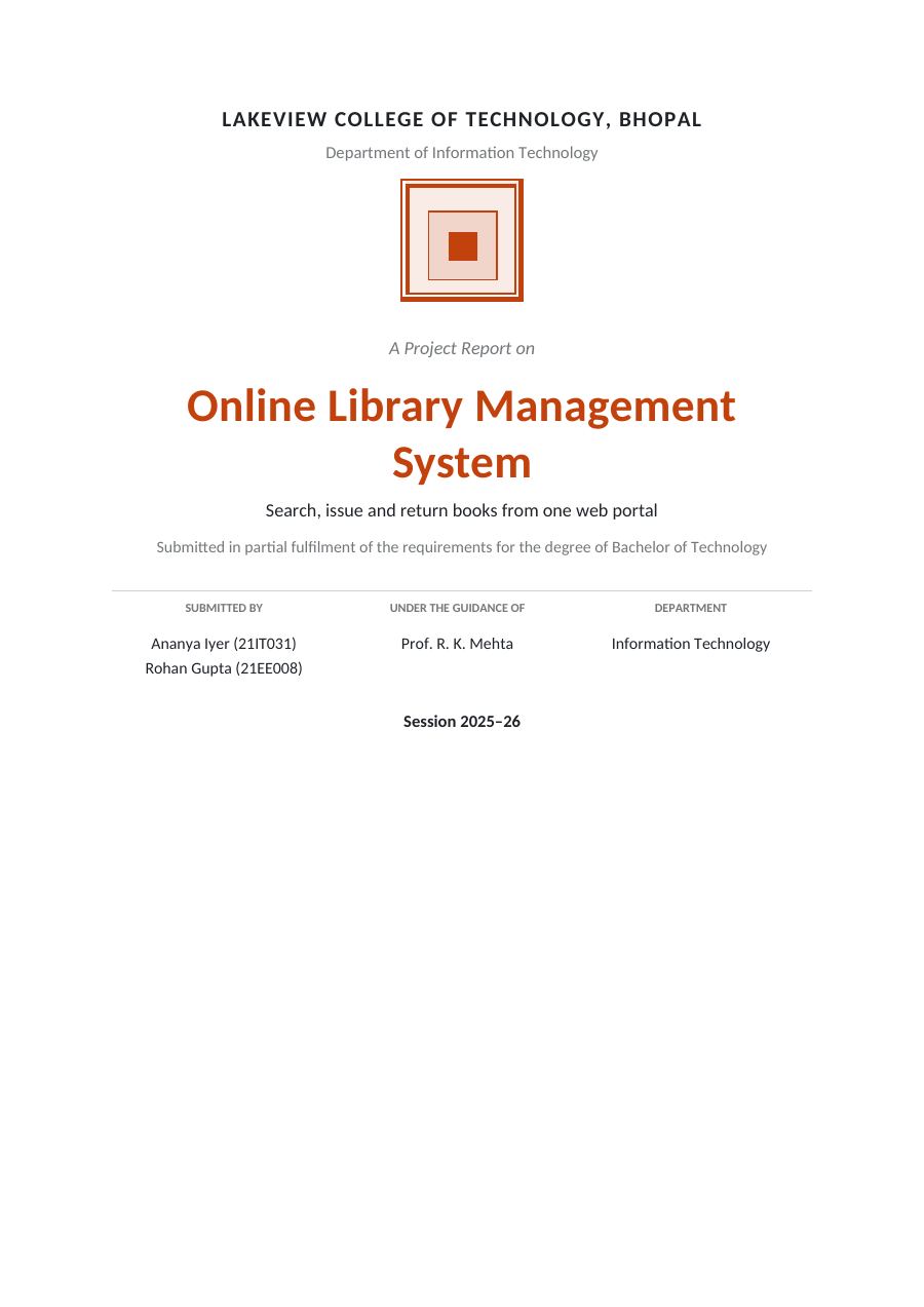 Online Library Management System — Extended Project Report — page 1