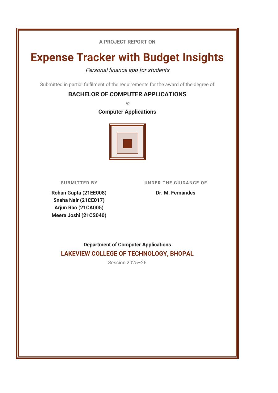 Expense Tracker with Budget Insights (Classic · Roboto) — page 1