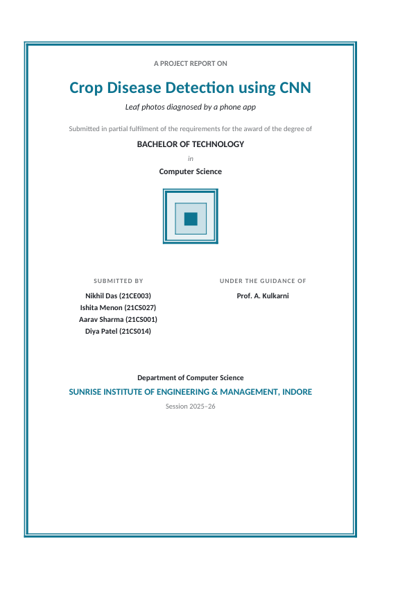 Crop Disease Detection using CNN (Classic · Calibri) — preview