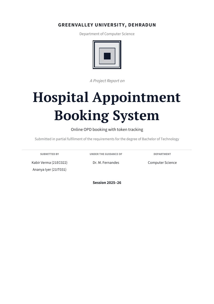 Hospital Appointment Booking System — page 1