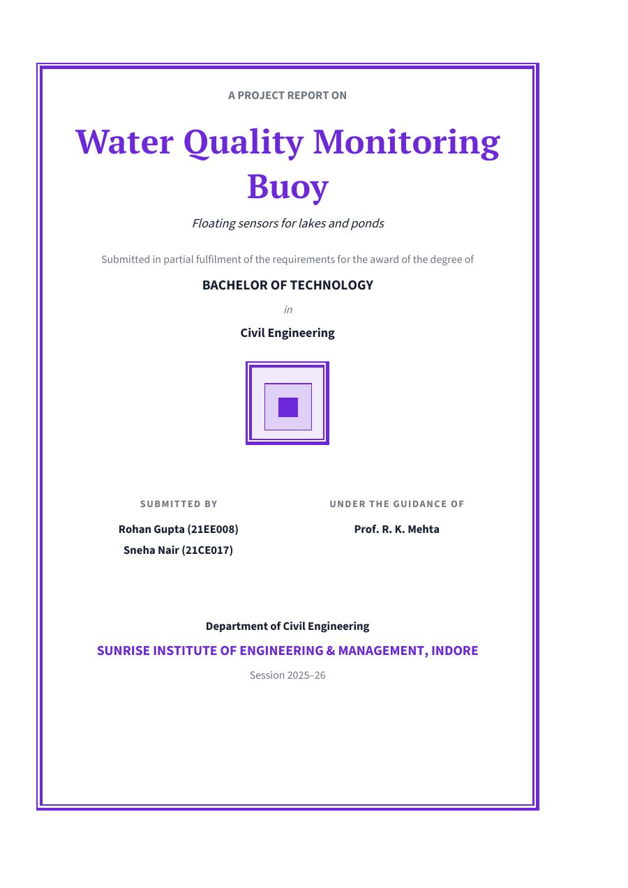 Water Quality Monitoring Buoy — Extended Project Report (Classic · PT Serif) — page 1