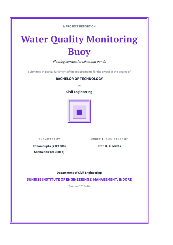 Water Quality Monitoring Buoy — Extended Project Report (Classic · PT Serif) — preview