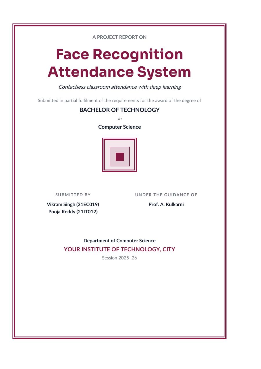 Face Recognition Attendance System (Classic · Sora) — page 1