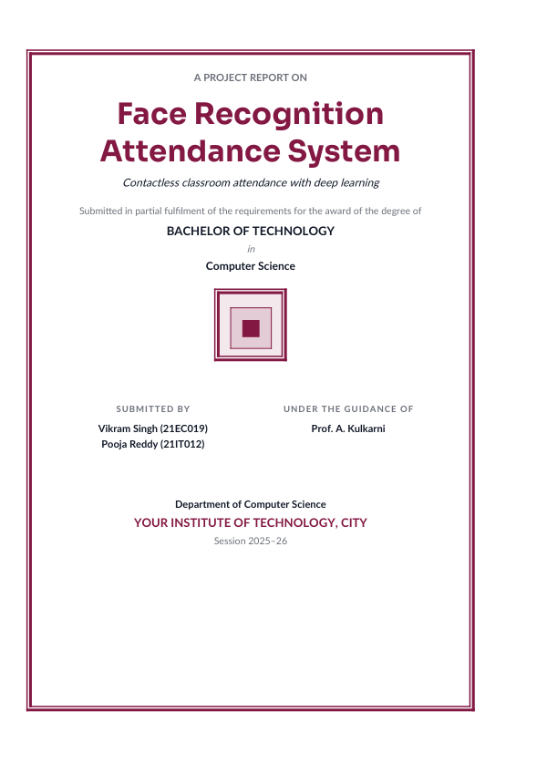 Face Recognition Attendance System (Classic · Sora) — preview