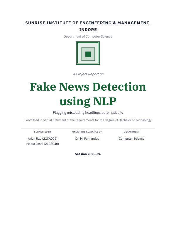 Fake News Detection using NLP (Academic · IBM Plex Serif) — preview