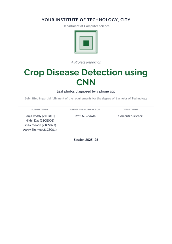 Crop Disease Detection using CNN (Academic · Raleway) — preview