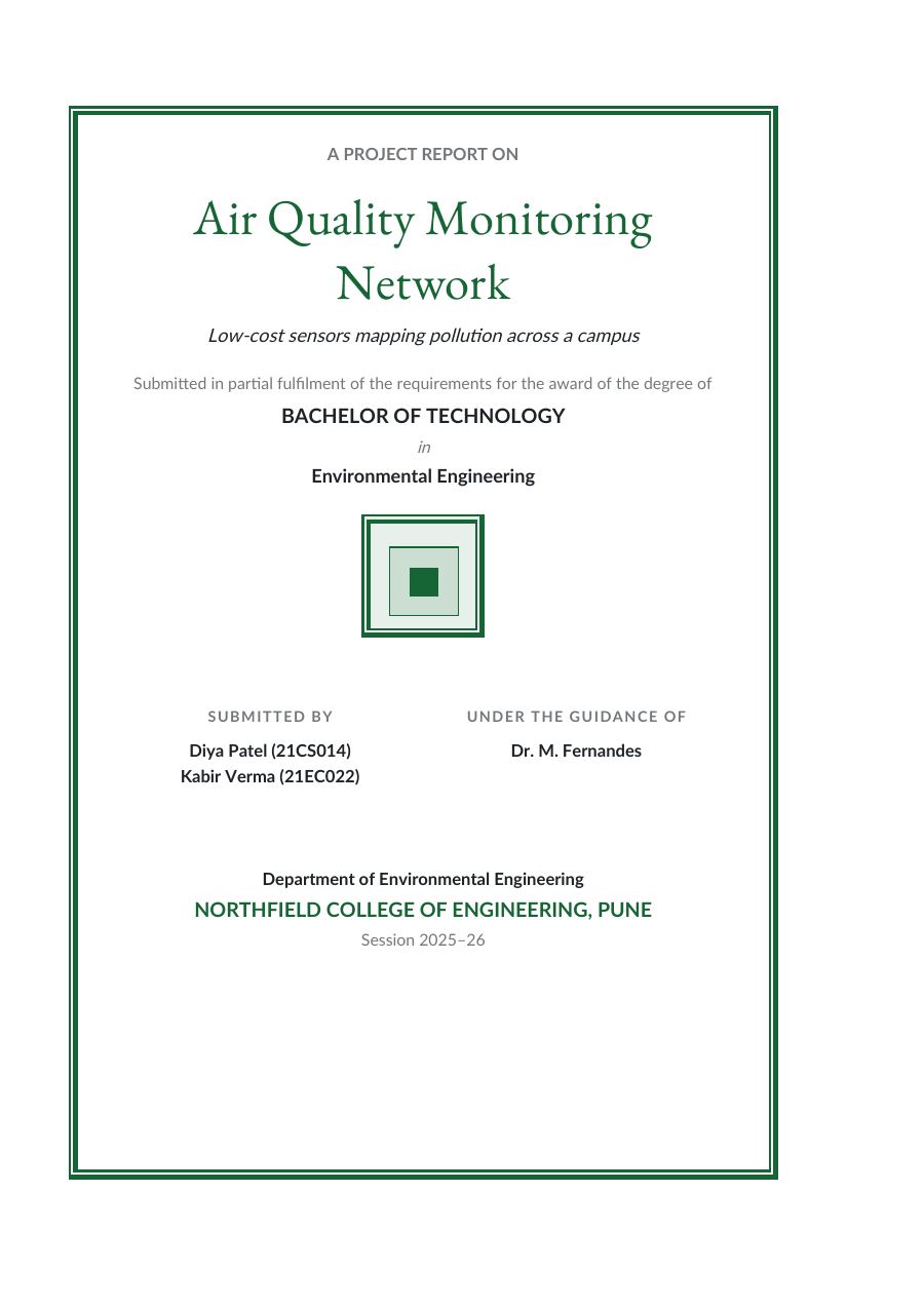 Air Quality Monitoring Network — Extended Project Report — page 1