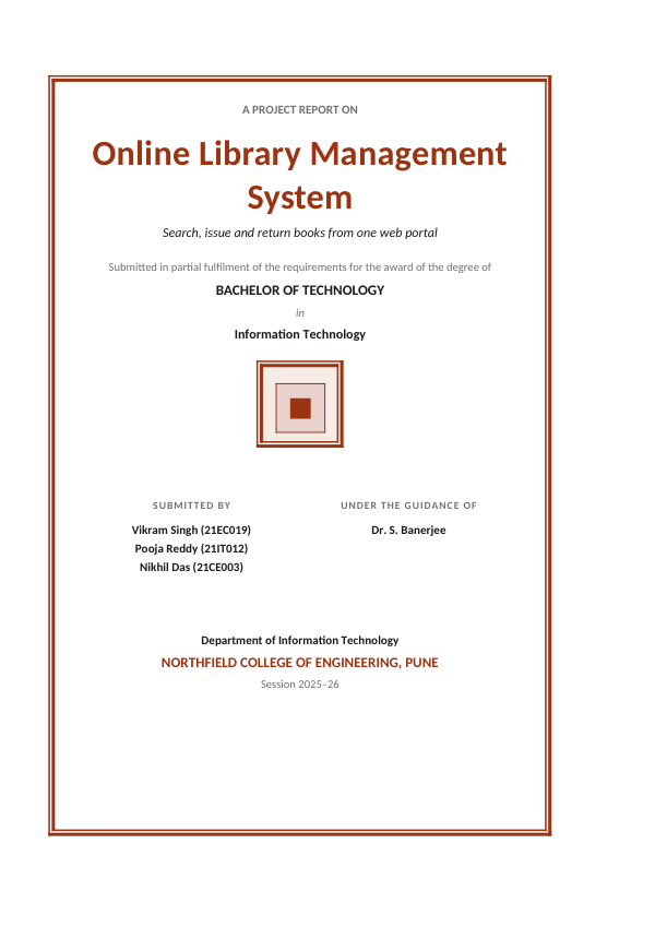 Online Library Management System (Classic · Calibri) — preview