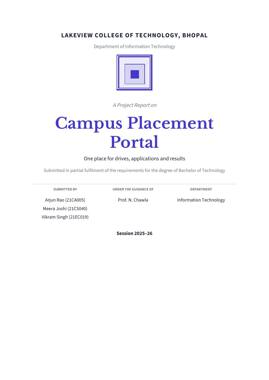 Campus Placement Portal (Academic · Libre Baskerville) — page 1