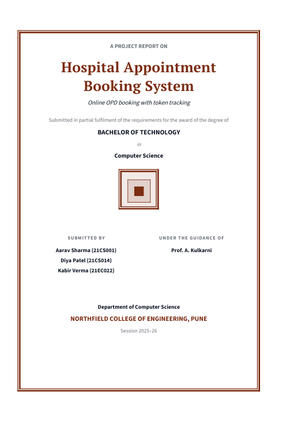 Hospital Appointment Booking System — Extended Project Report — preview