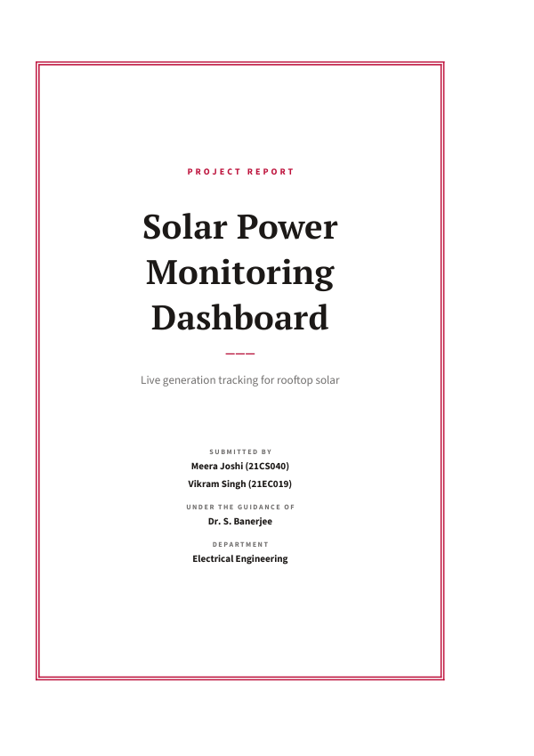 Solar Power Monitoring Dashboard (Framed · PT Serif) — preview