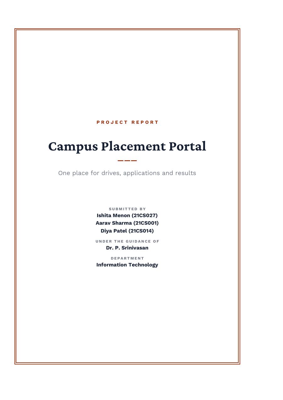 Campus Placement Portal (Framed · Crimson Pro) — page 1
