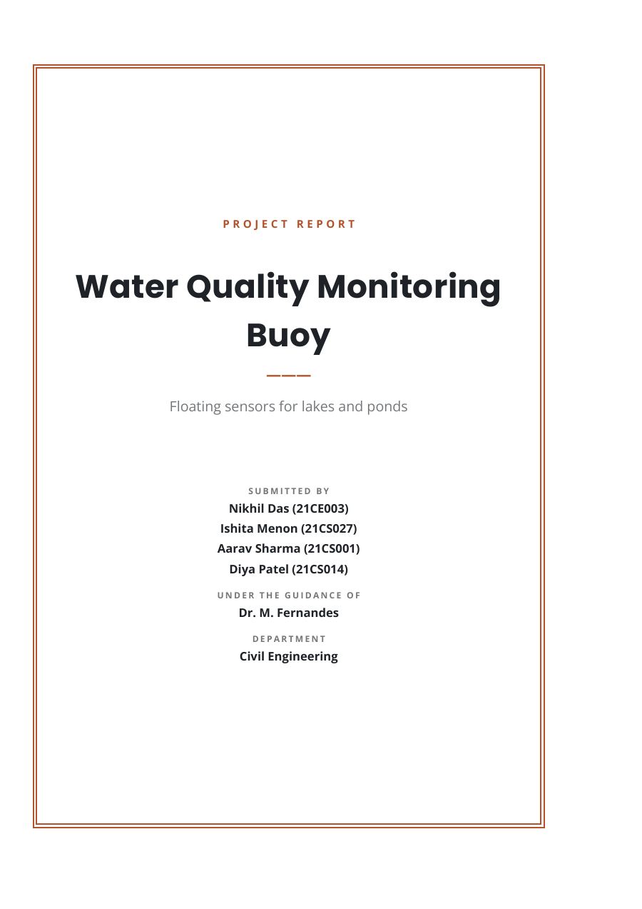 Water Quality Monitoring Buoy — Extended Project Report (Framed · Poppins) — page 1