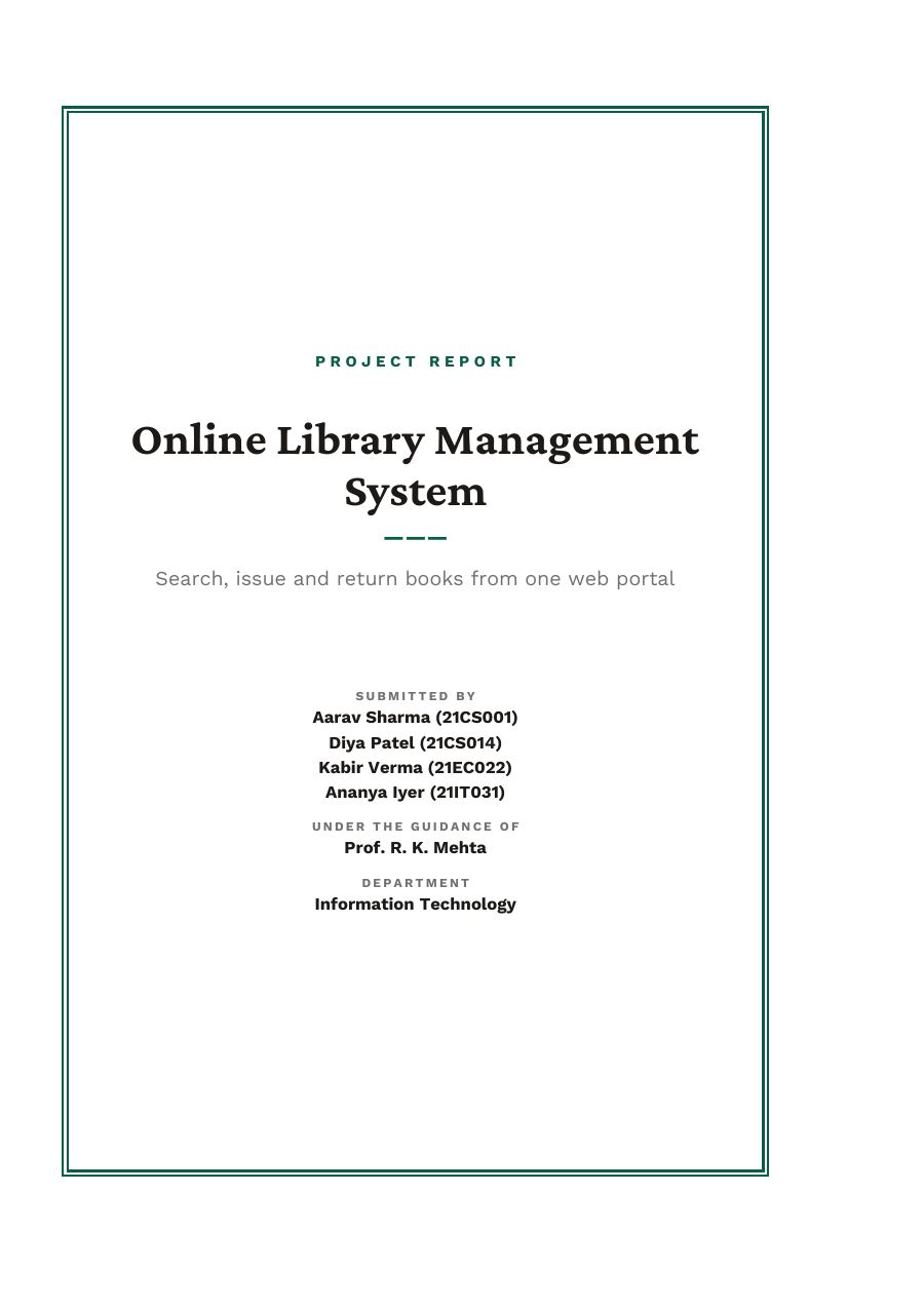 Online Library Management System (Framed · Crimson Pro) — page 1