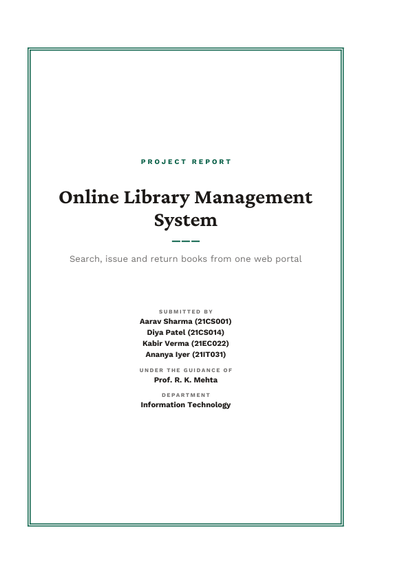 Online Library Management System (Framed · Crimson Pro) — preview