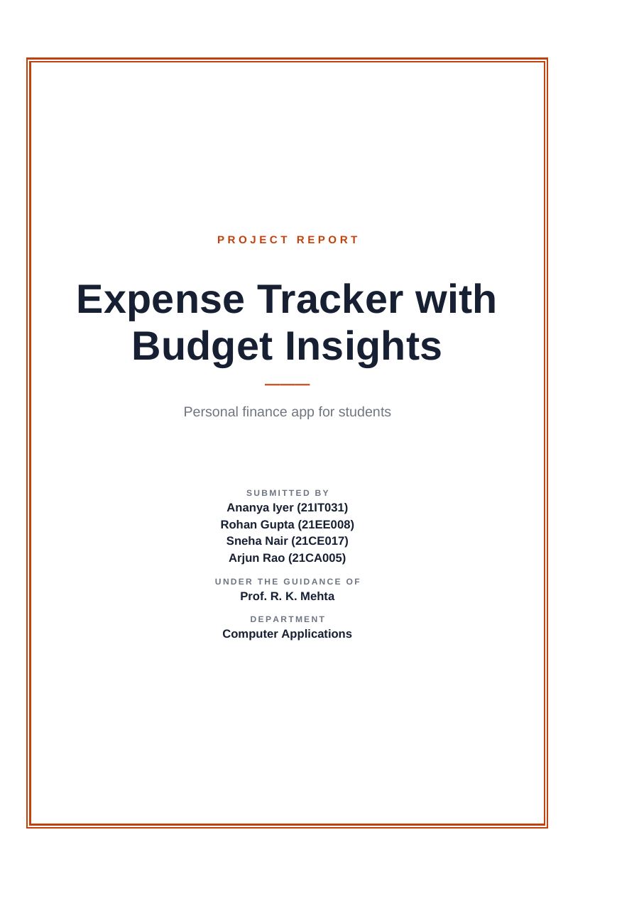 Expense Tracker with Budget Insights (Framed · Arial) — page 1
