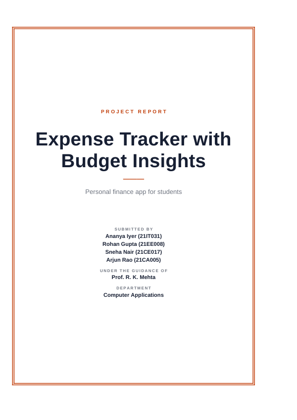 Expense Tracker with Budget Insights (Framed · Arial) — preview