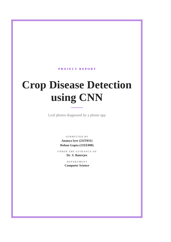 Crop Disease Detection using CNN — Extended Project Report — preview