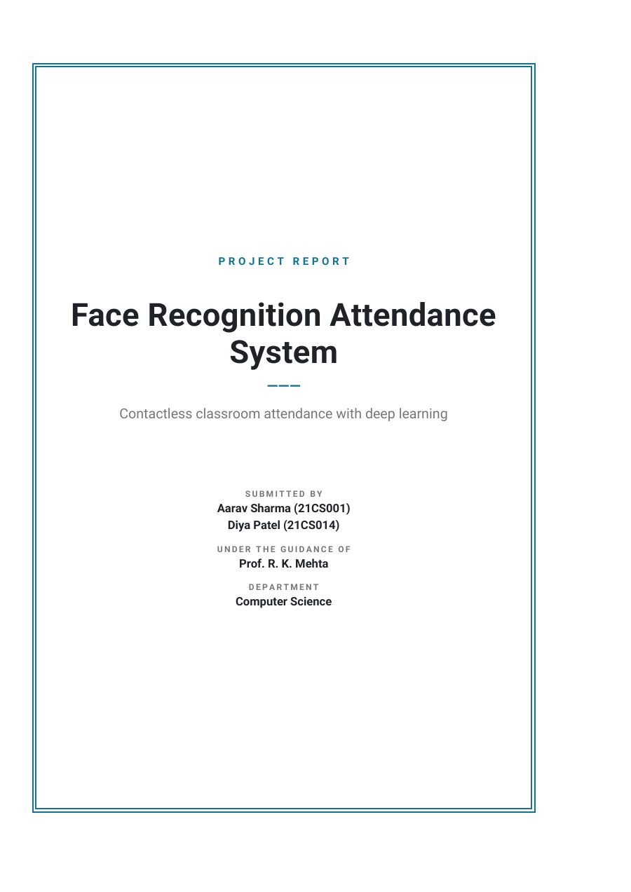 Face Recognition Attendance System (Framed · Roboto) — page 1