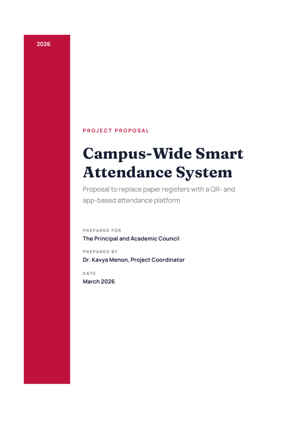 Project Proposal — Campus-Wide Smart Attendance System (Sidebar · Fraunces) — preview