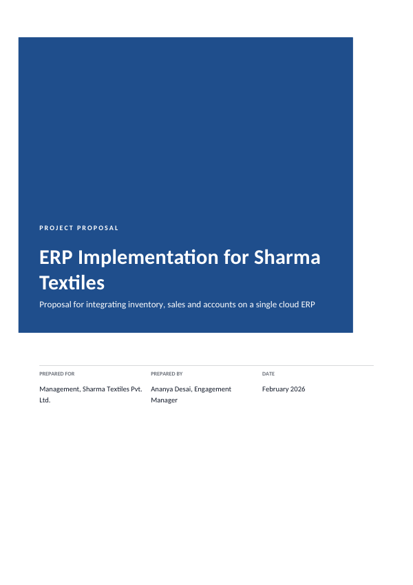 Project Proposal — ERP Implementation for Sharma Textiles (Block · Calibri) — preview