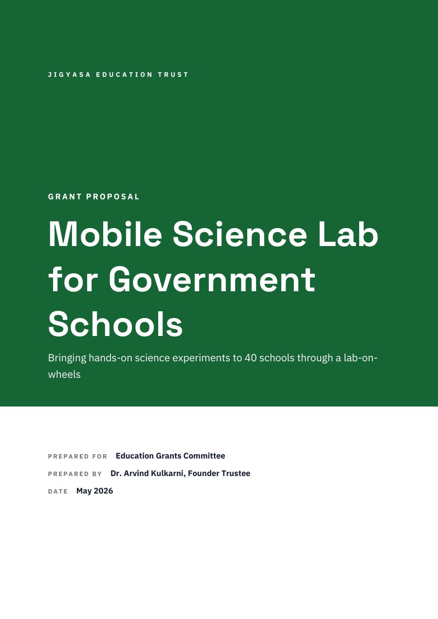 Grant Proposal — Mobile Science Lab for Government Schools (Full Colour · Space Grotesk) — page 1