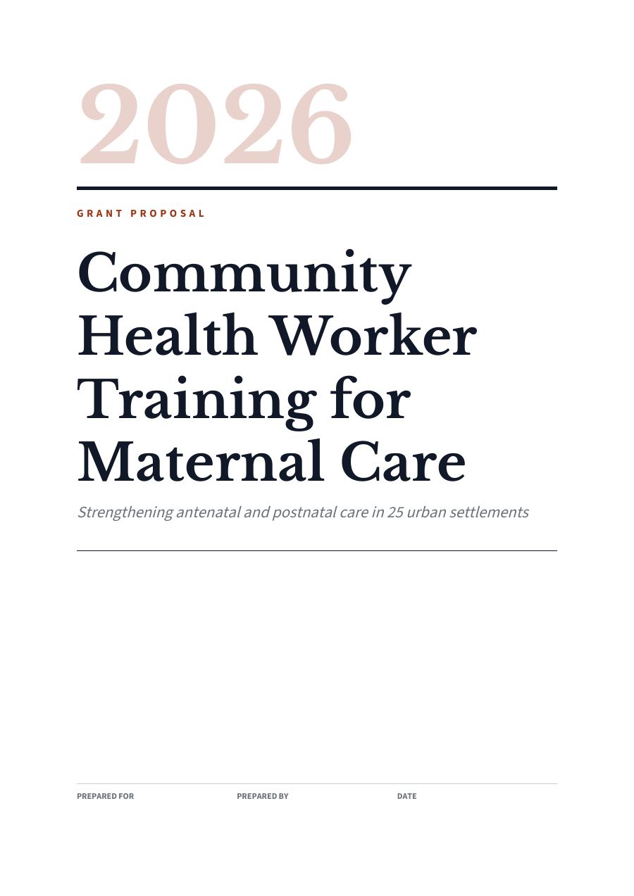 Grant Proposal — Community Health Worker Training for Maternal Care (Editorial · Libre Baskerville) — page 1