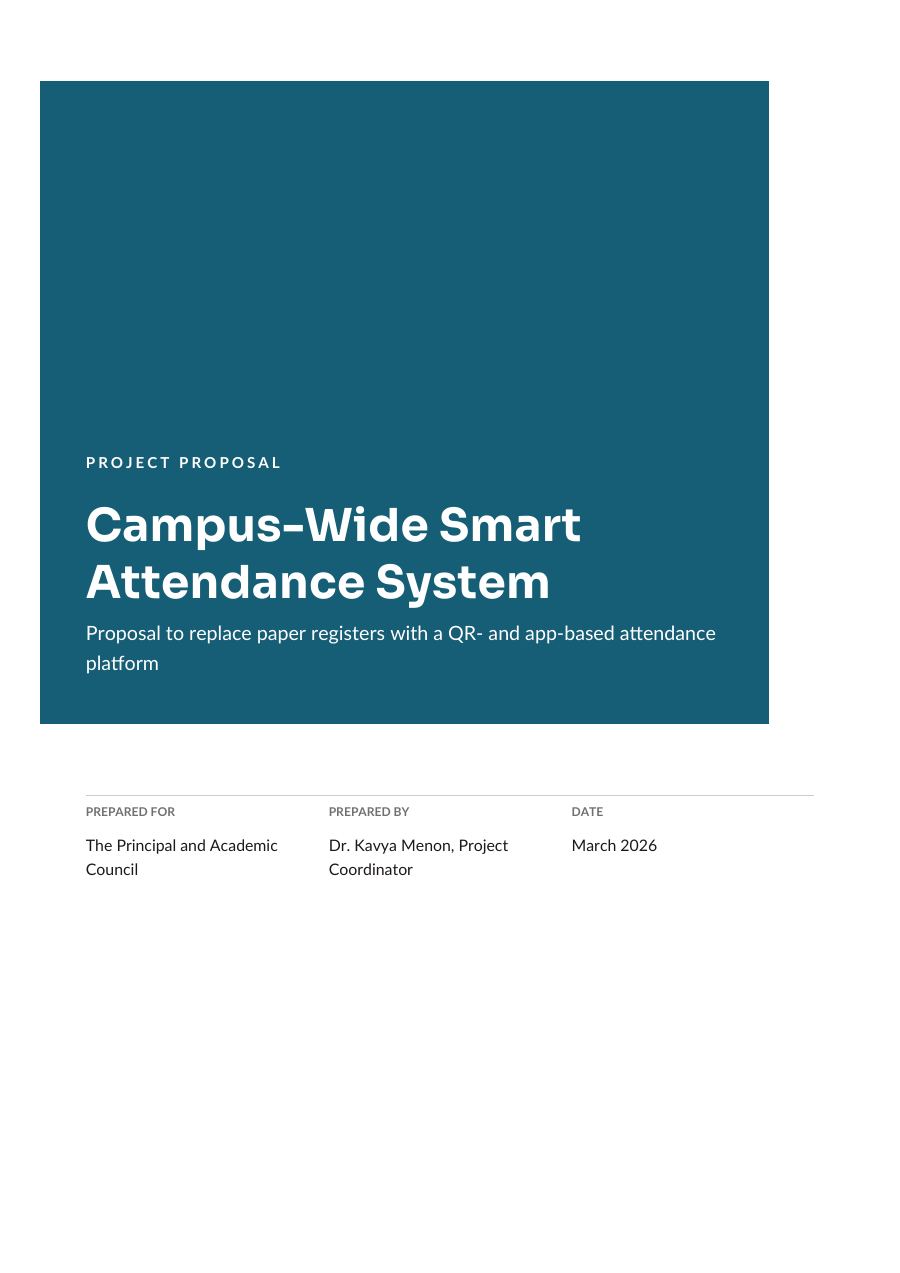 Project Proposal — Campus-Wide Smart Attendance System (Block · Sora) — page 1