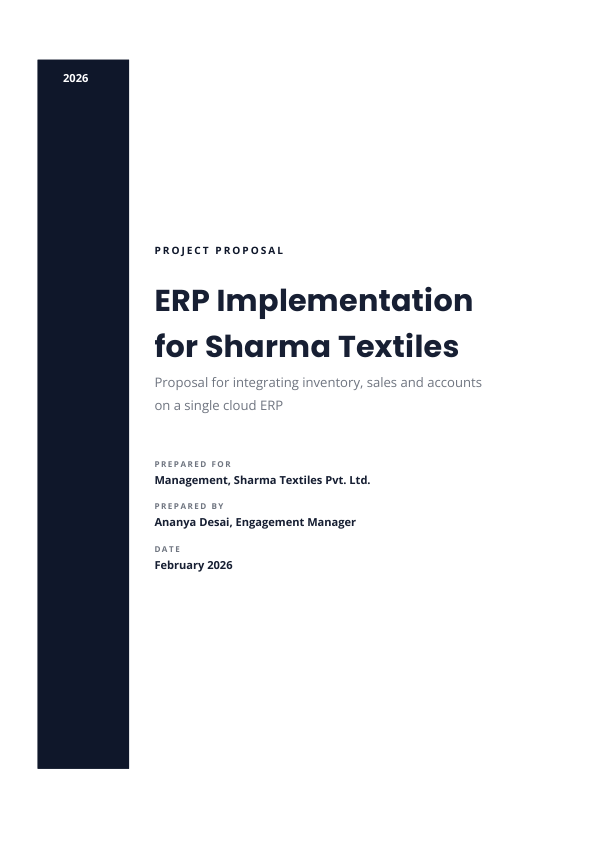 Project Proposal — ERP Implementation for Sharma Textiles (Sidebar · Poppins) — preview