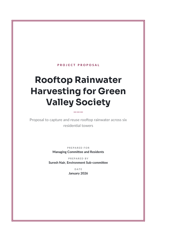 Project Proposal — Rooftop Rainwater Harvesting for Green Valley Society (Framed · Sora) — preview