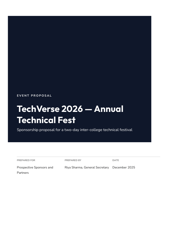 Event Proposal — TechVerse 2026 — Annual Technical Fest (Block · Outfit) — preview