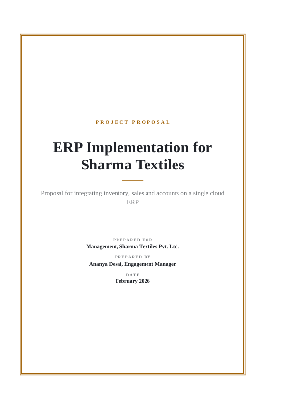 Project Proposal — ERP Implementation for Sharma Textiles (Framed · Times New Roman) — preview