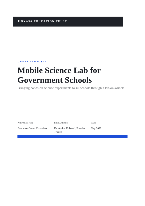 Grant Proposal — Mobile Science Lab for Government Schools (Band · Times New Roman) — preview