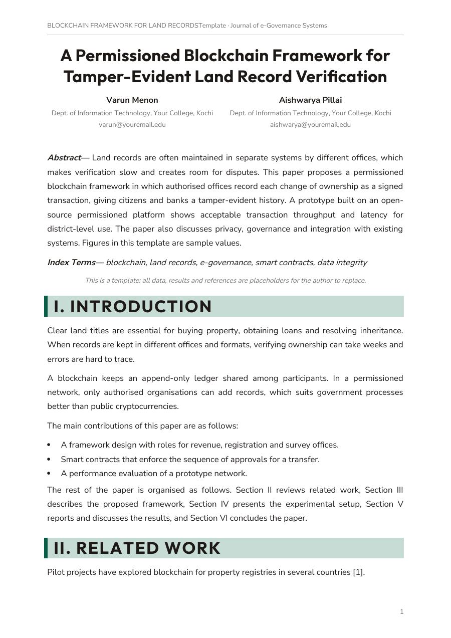 Blockchain framework for land records (Block · Outfit) — page 1