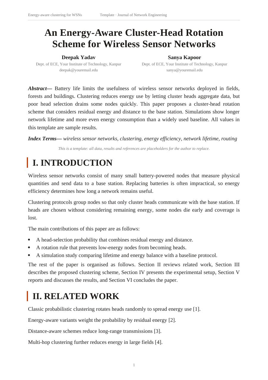 Energy-aware clustering for wsns (Minimal · Times New Roman) — page 1