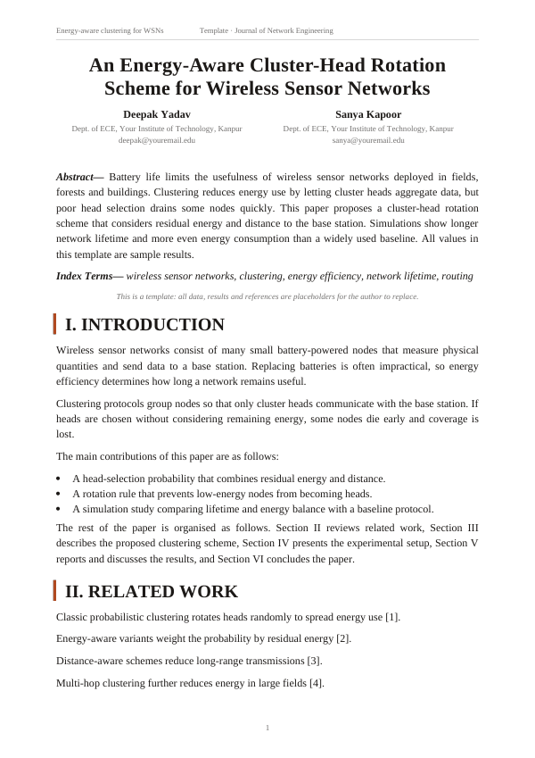 Energy-aware clustering for wsns (Minimal · Times New Roman) — preview