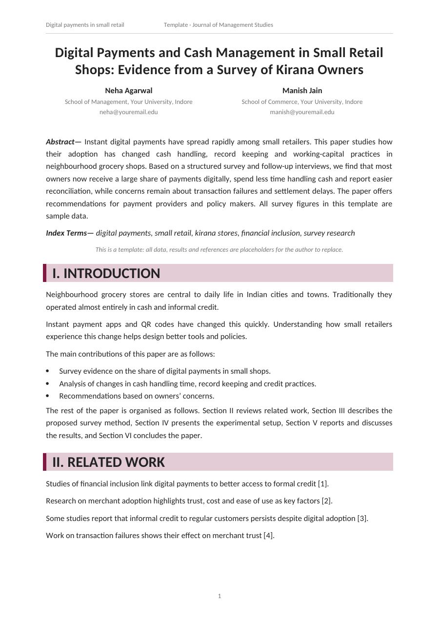 Digital payments in small retail (Editorial · Calibri) — page 1