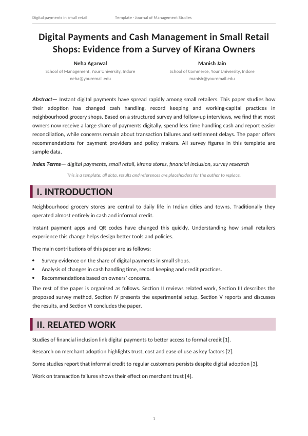 Digital payments in small retail (Editorial · Calibri) — preview