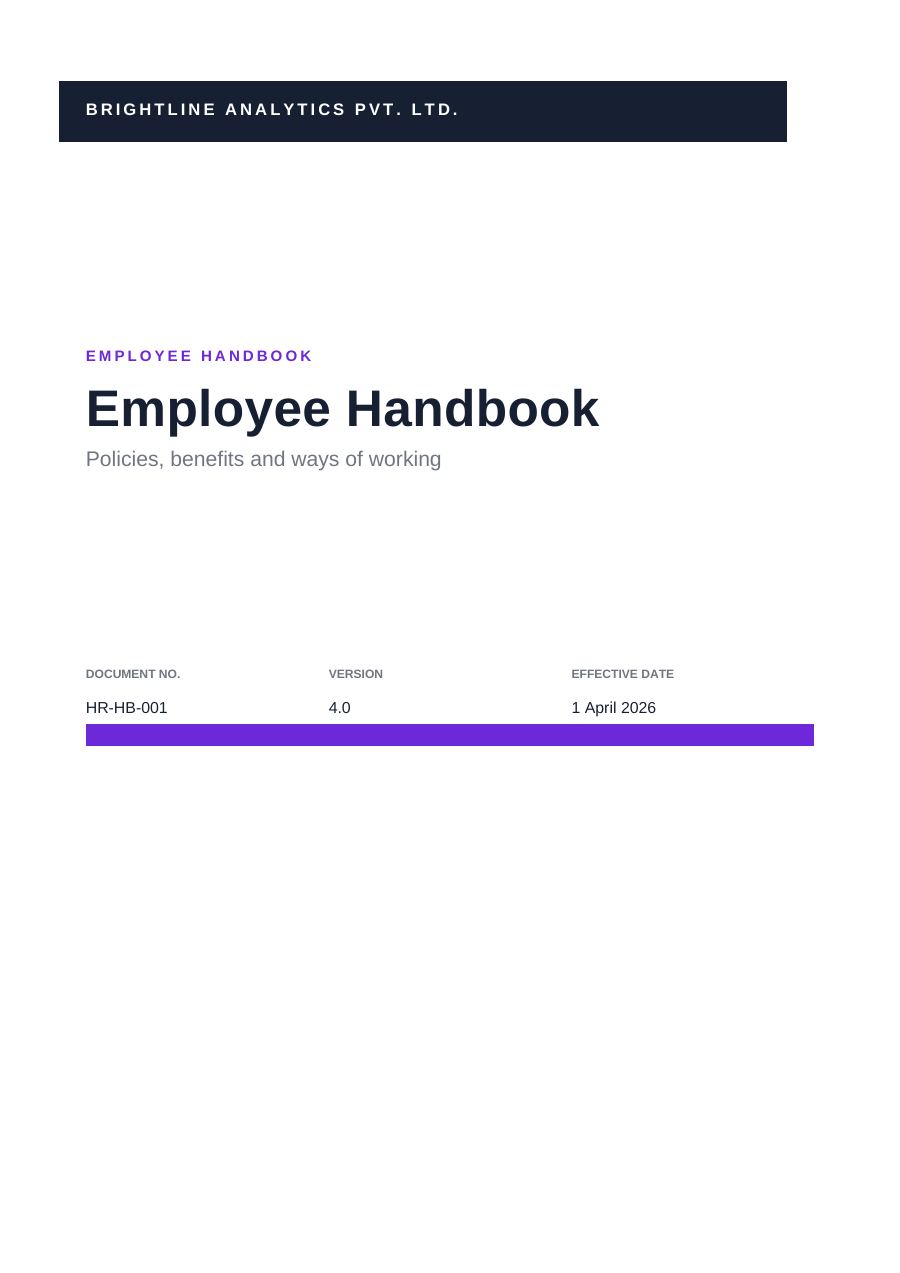 Employee Handbook (Band · Arial) — page 1
