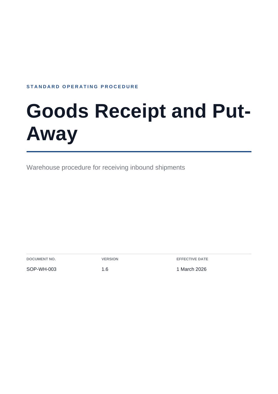 Goods Receipt and Put-Away (Minimal · Arial) — page 1
