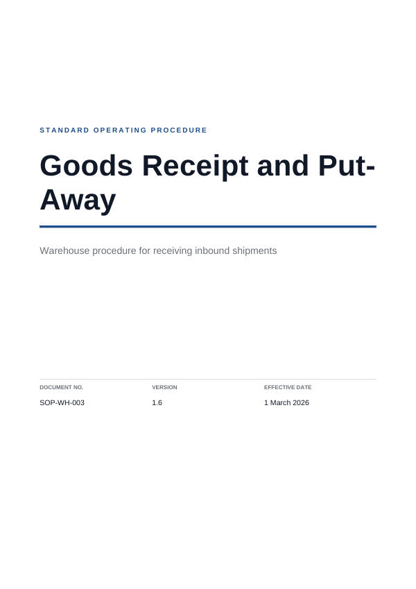 Goods Receipt and Put-Away (Minimal · Arial) — preview
