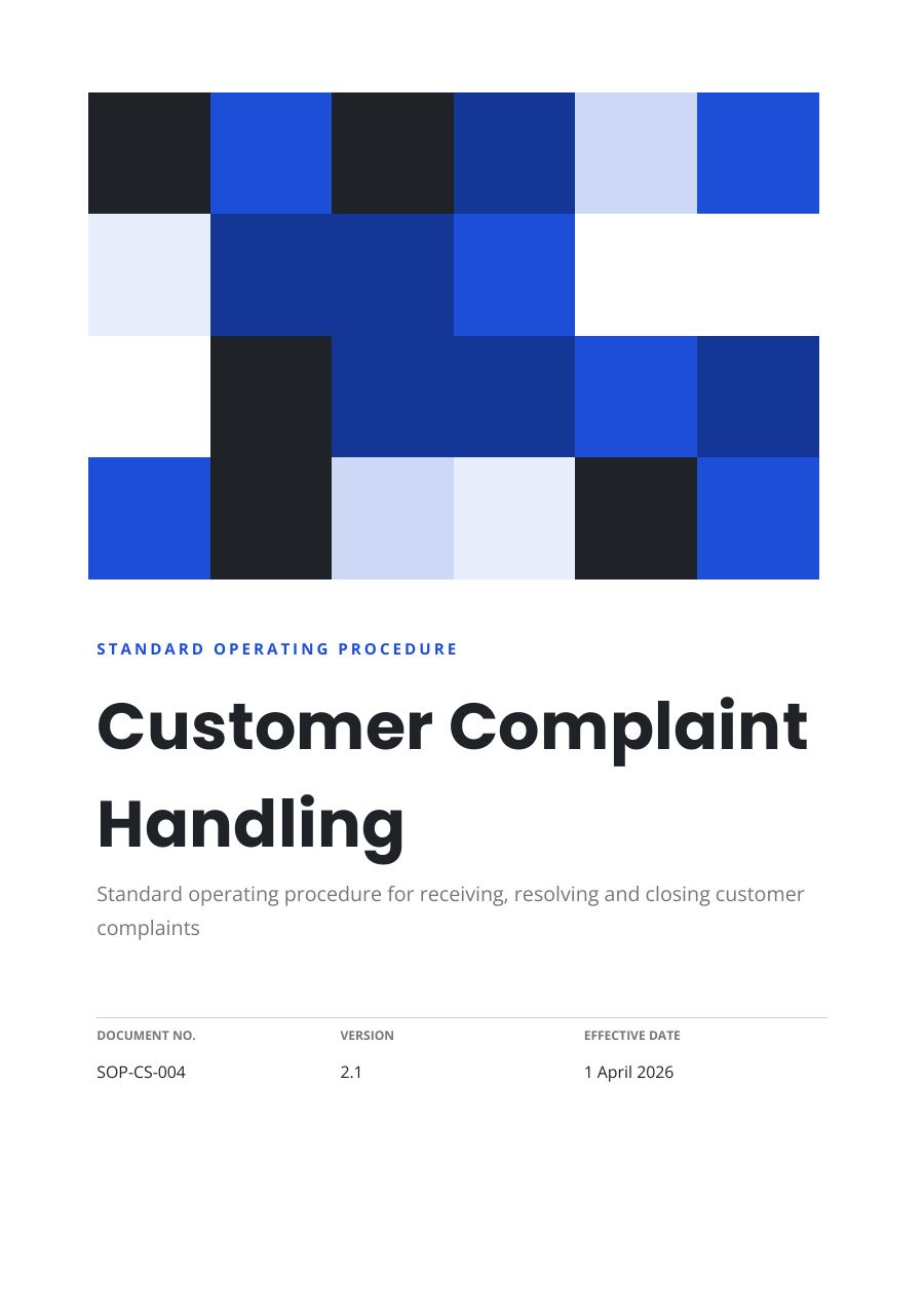 Customer Complaint Handling (Geometric · Poppins) — page 1