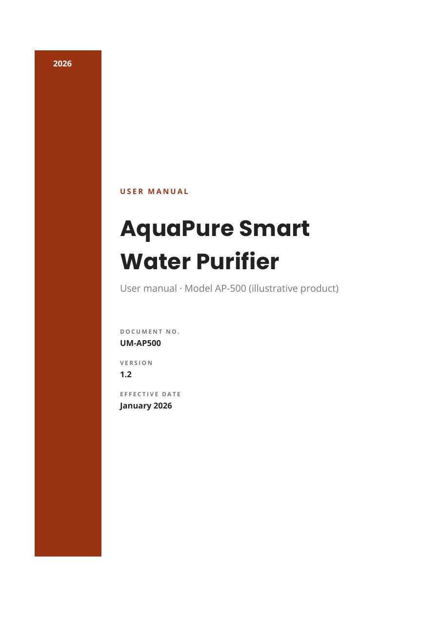 AquaPure Smart Water Purifier (Sidebar · Poppins) — page 1