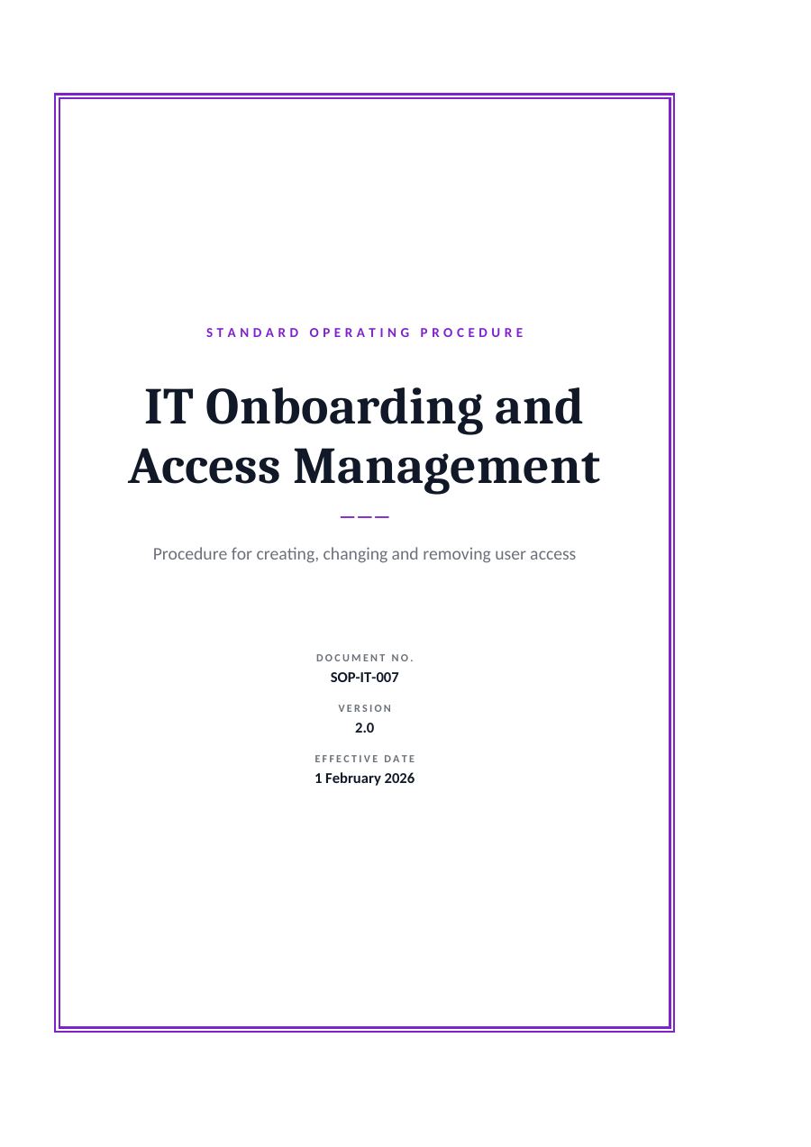 IT Onboarding and Access Management (Framed · Cambria) — page 1