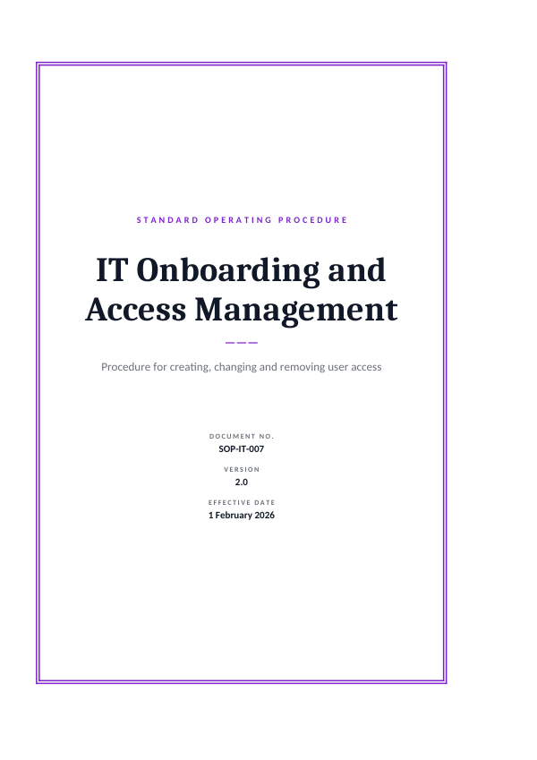 IT Onboarding and Access Management (Framed · Cambria) — preview